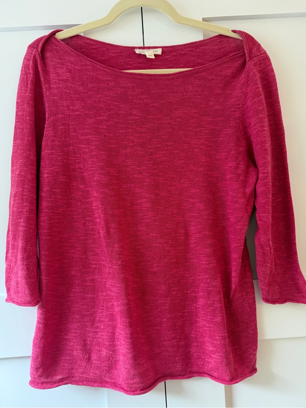 Eileen Fisher Fuchsia Long-Sleeve Knit Top